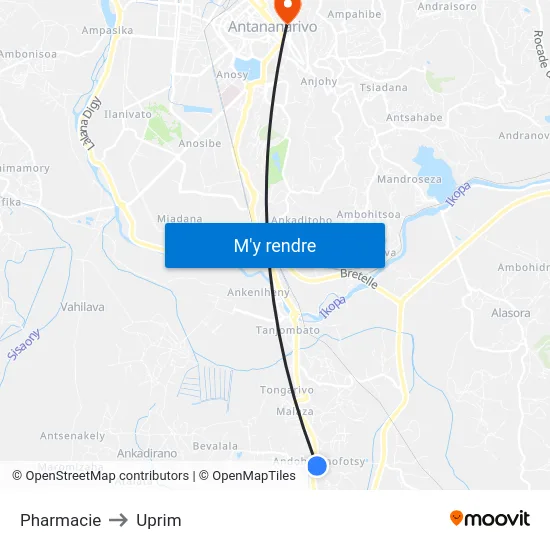 Pharmacie to Uprim map