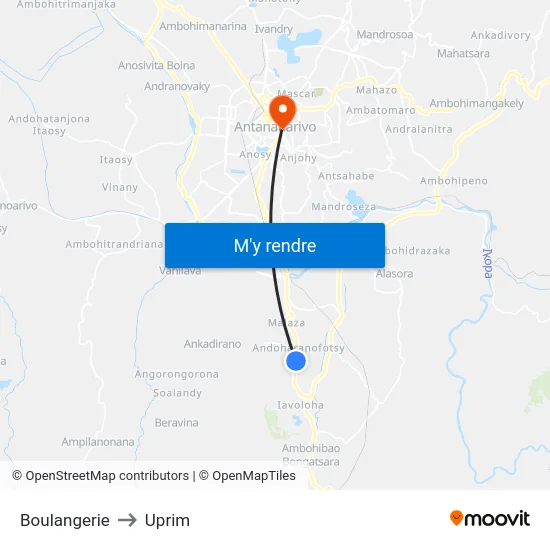 Boulangerie to Uprim map