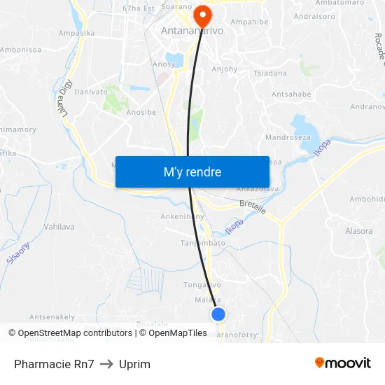 Pharmacie Rn7 to Uprim map