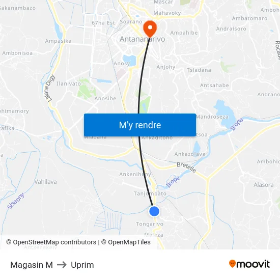 Magasin M to Uprim map