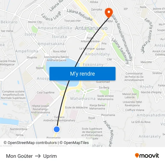 Mon Goûter to Uprim map