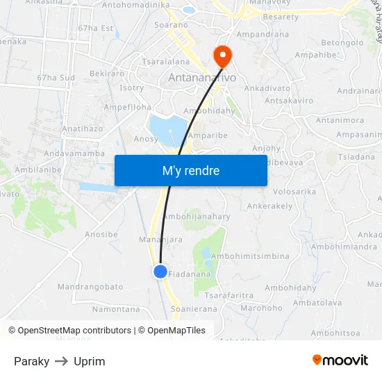 Paraky to Uprim map