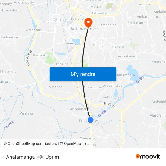 Analamanga to Uprim map