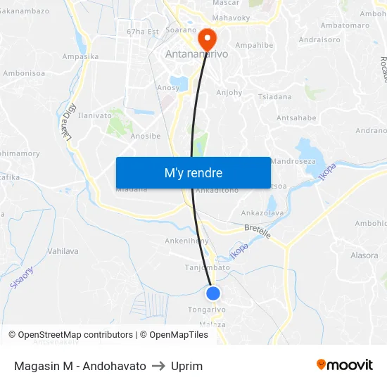 Magasin M - Andohavato to Uprim map