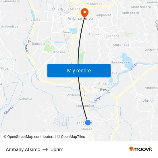 Ambany Atsimo to Uprim map