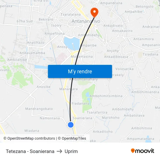 Tetezana - Soanierana to Uprim map