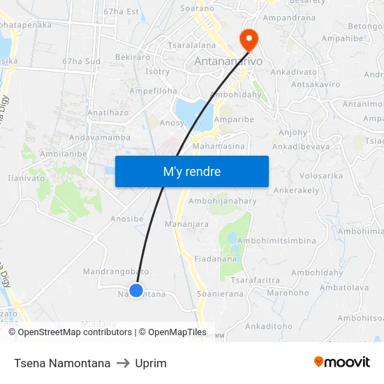 Tsena Namontana to Uprim map