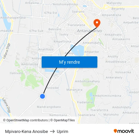 Mpivaro-Kena Anosibe to Uprim map
