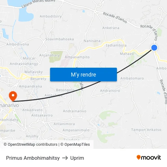Primus Ambohimahitsy to Uprim map