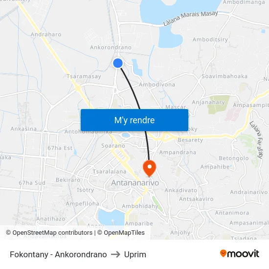 Fokontany - Ankorondrano to Uprim map