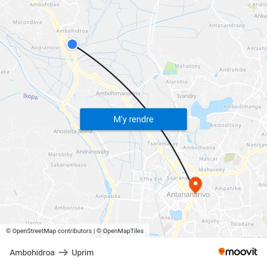 Ambohidroa to Uprim map