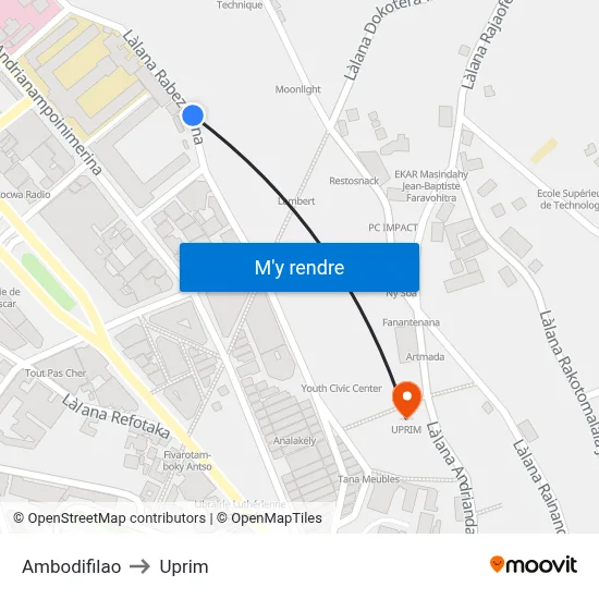 Ambodifilao to Uprim map