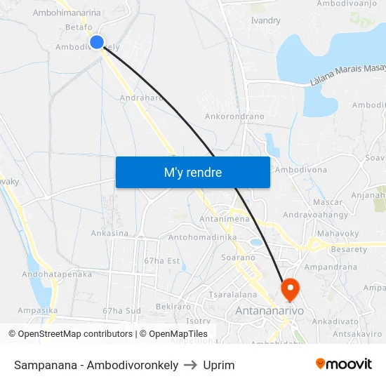 Sampanana - Ambodivoronkely to Uprim map