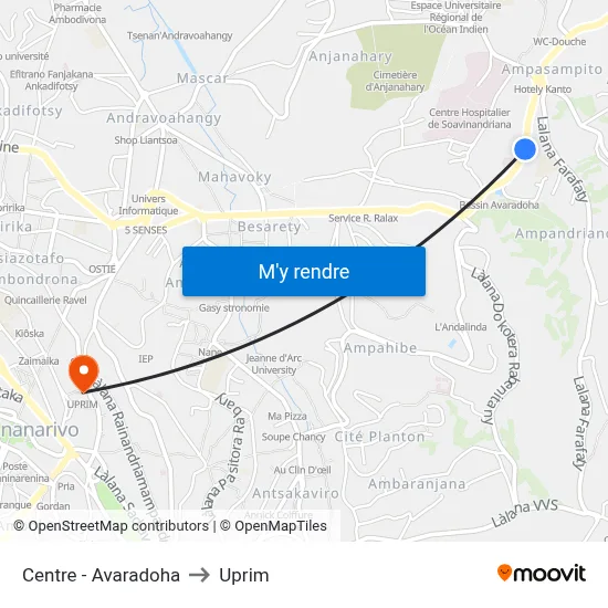 Centre - Avaradoha to Uprim map
