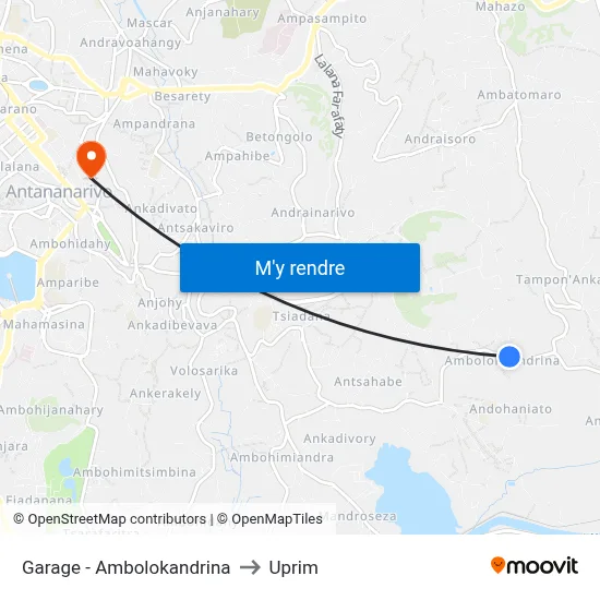 Garage - Ambolokandrina to Uprim map