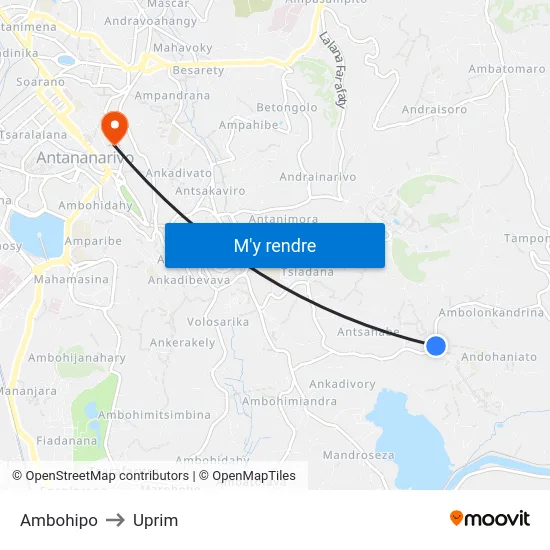 Ambohipo to Uprim map