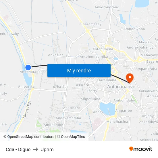 Cda - Digue to Uprim map