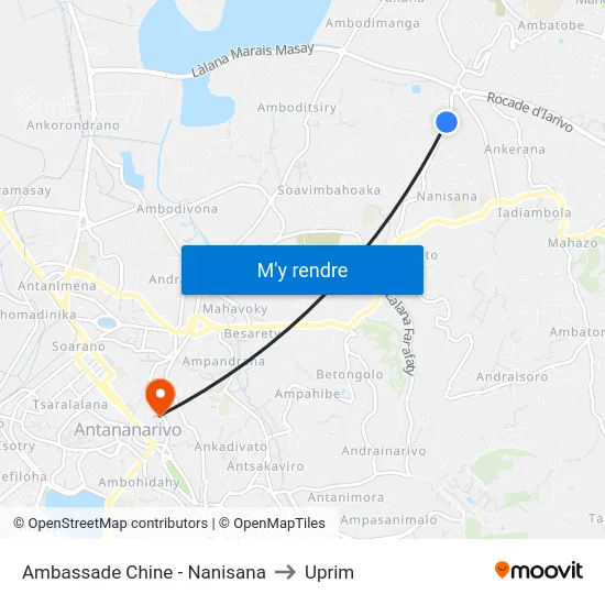 Ambassade Chine - Nanisana to Uprim map