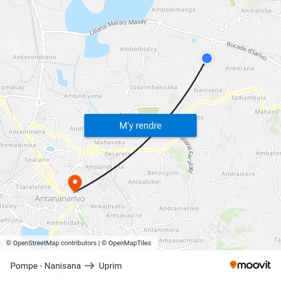 Pompe - Nanisana to Uprim map