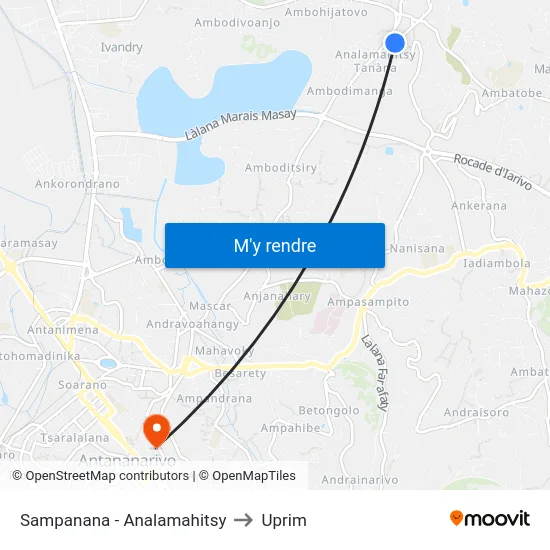 Sampanana - Analamahitsy to Uprim map