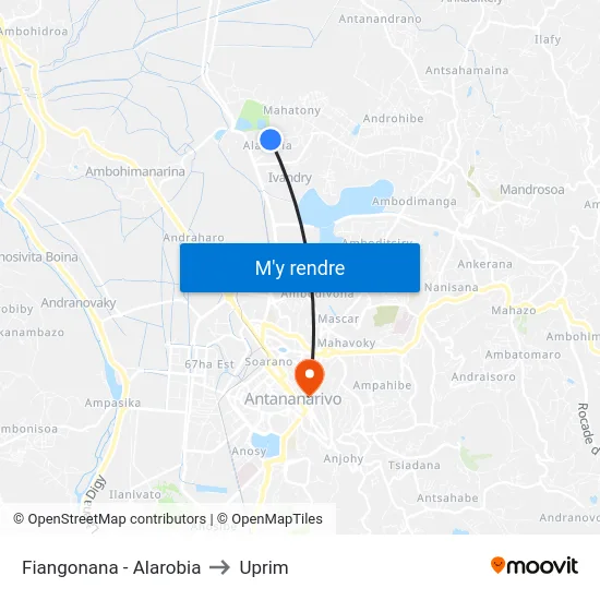 Fiangonana - Alarobia to Uprim map
