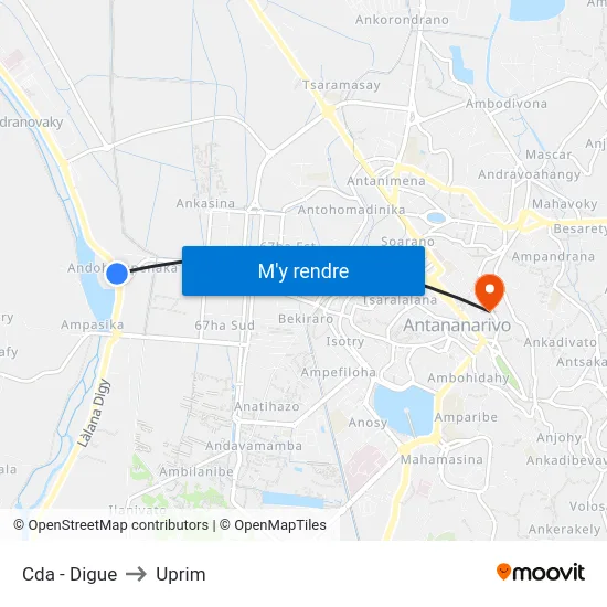 Cda - Digue to Uprim map