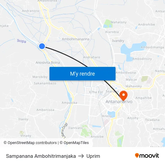 Sampanana Ambohitrimanjaka to Uprim map