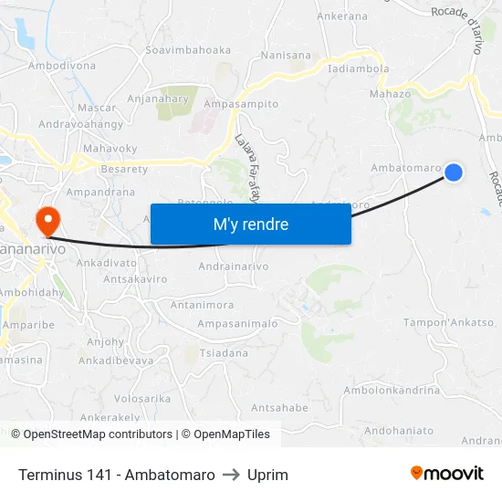 Terminus 141 - Ambatomaro to Uprim map