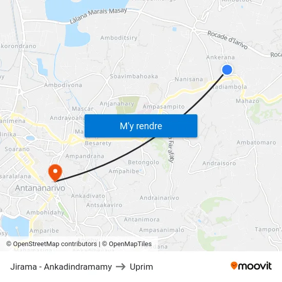 Jirama - Ankadindramamy to Uprim map