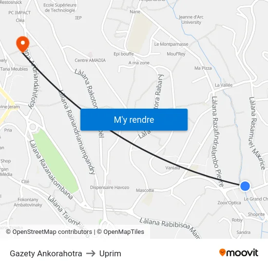 Gazety Ankorahotra to Uprim map