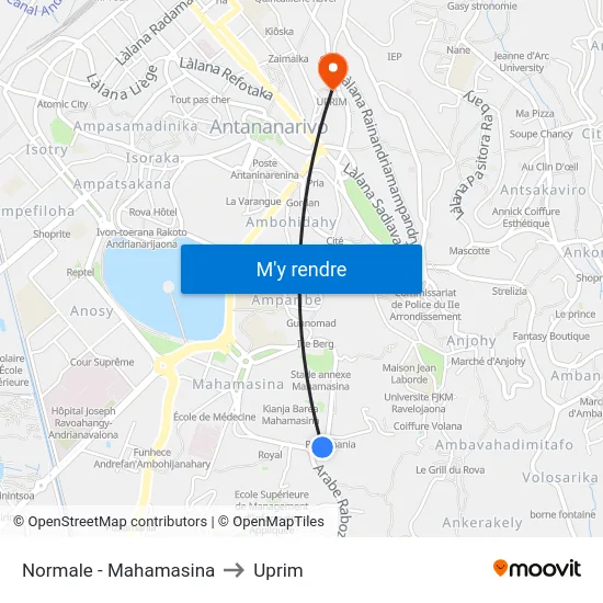 Normale - Mahamasina to Uprim map
