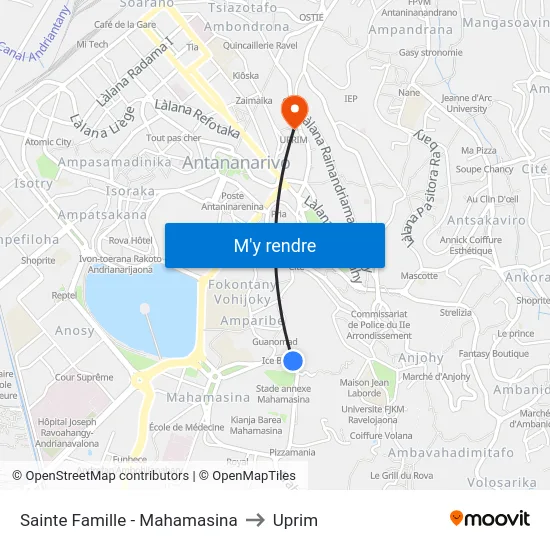 Sainte Famille - Mahamasina to Uprim map