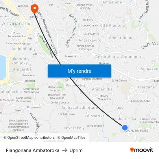 Fiangonana Ambatoroka to Uprim map