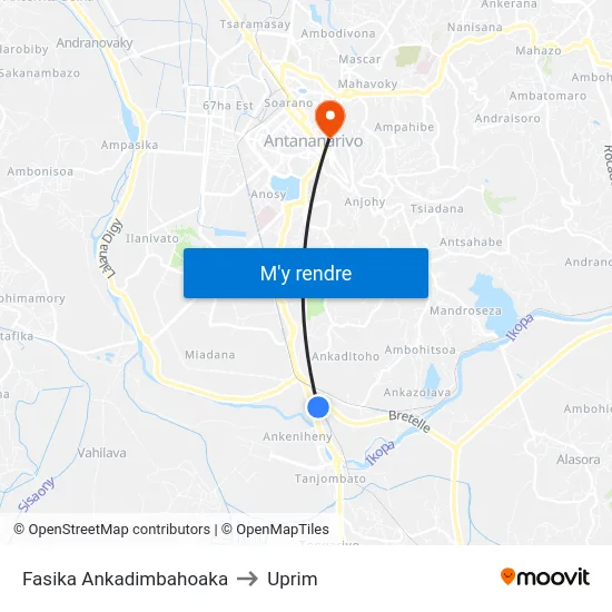 Fasika Ankadimbahoaka to Uprim map