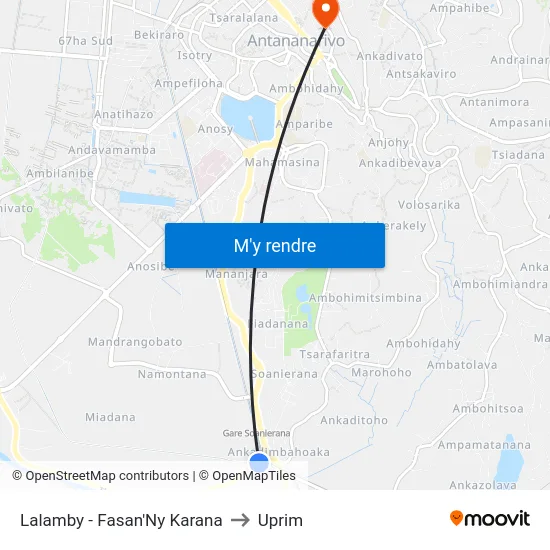 Lalamby - Fasan'Ny Karana to Uprim map