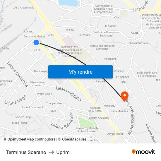 Terminus Soarano to Uprim map
