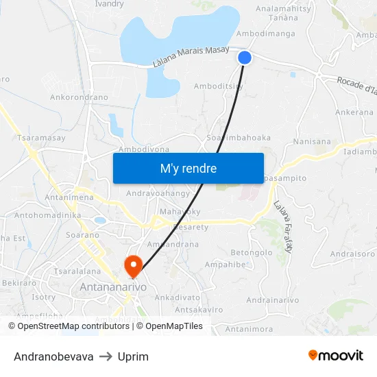 Andranobevava to Uprim map