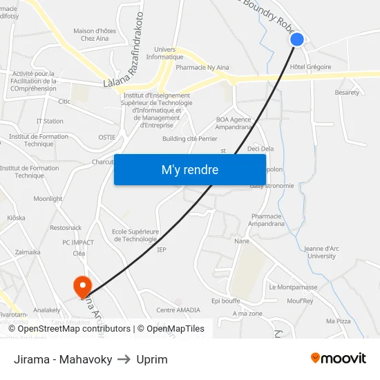 Jirama - Mahavoky to Uprim map