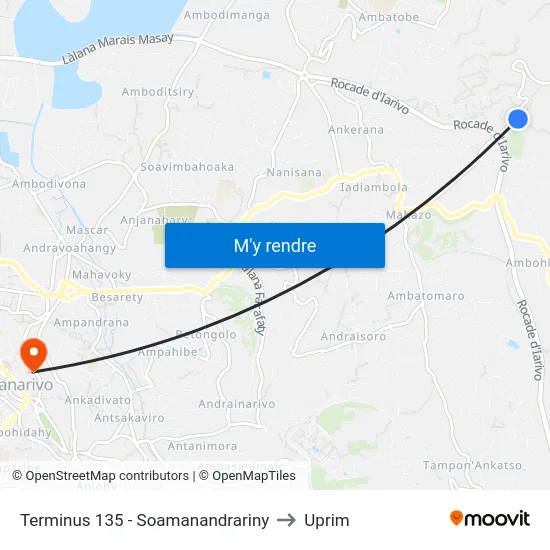 Terminus 135 - Soamanandrariny to Uprim map