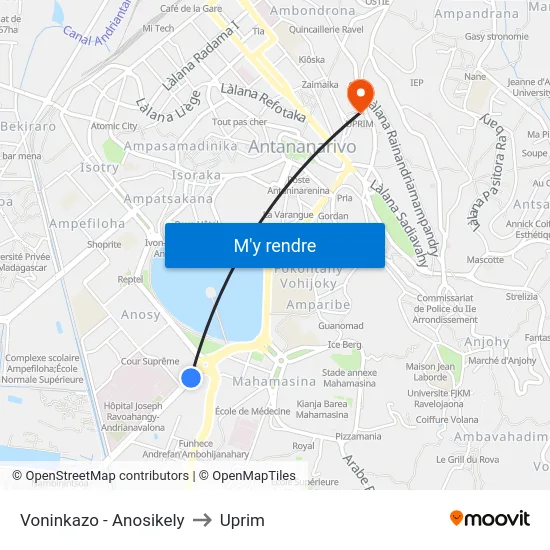 Voninkazo - Anosikely to Uprim map