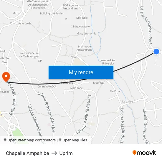 Chapelle Ampahibe to Uprim map