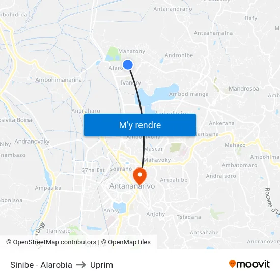 Sinibe - Alarobia to Uprim map