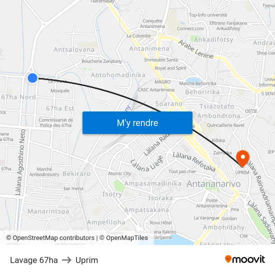 Lavage 67ha to Uprim map