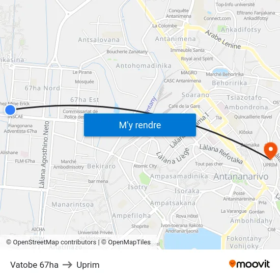 Vatobe 67ha to Uprim map