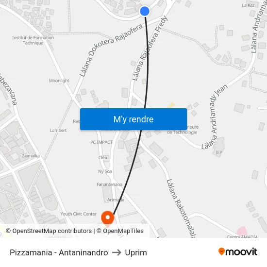Pizzamania - Antaninandro to Uprim map