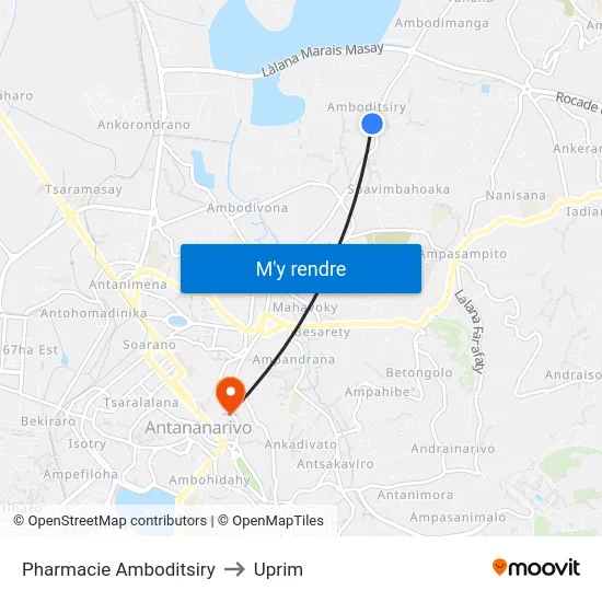 Pharmacie Amboditsiry to Uprim map