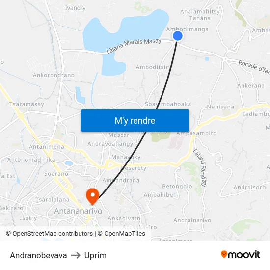 Andranobevava to Uprim map