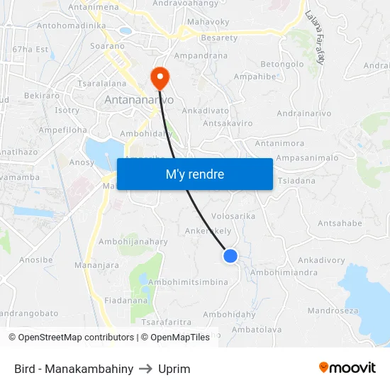 Bird - Manakambahiny to Uprim map