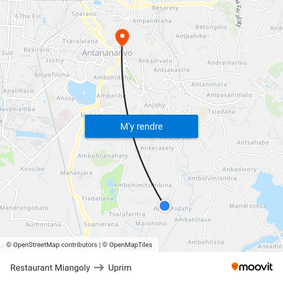 Restaurant Miangoly to Uprim map