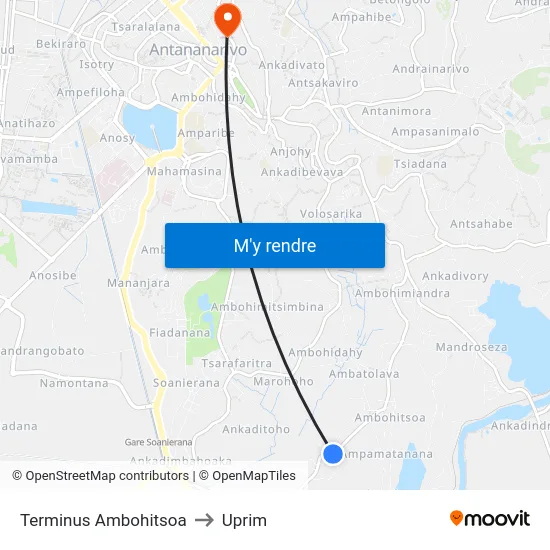 Terminus Ambohitsoa to Uprim map